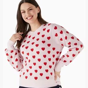 Kate Spade Light Pink Sweater with Red Heart Pattern